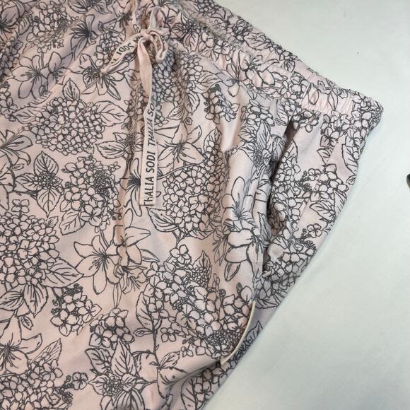 Thalia Sodi Women's XL Pink Floral Pajama Set Short Sleeve Button Up Long Pants - Picture 7 of 9